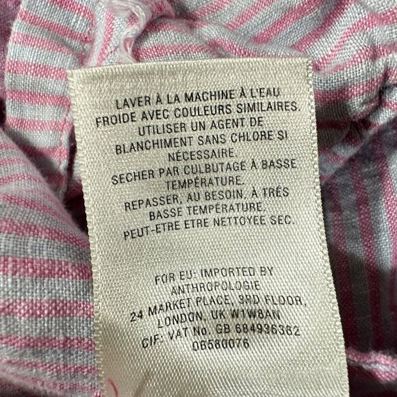 Holding Horses Linen Top Womens S Purple Striped Ruffle Asymmetrical Bohemian - Picture 11 of 11